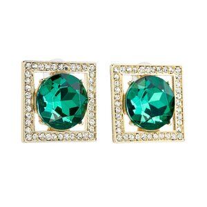 Kenneth Jay Lane, Crystal Square Pierced Earrings